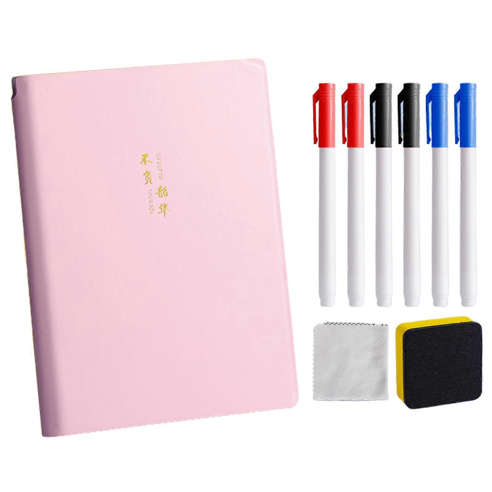1 Set Whiteboard Notebook Erasable A4/A5 Portable Mini Scribbling Pad Reusable Desktop Memo Board with Marker Pen Holder for Students