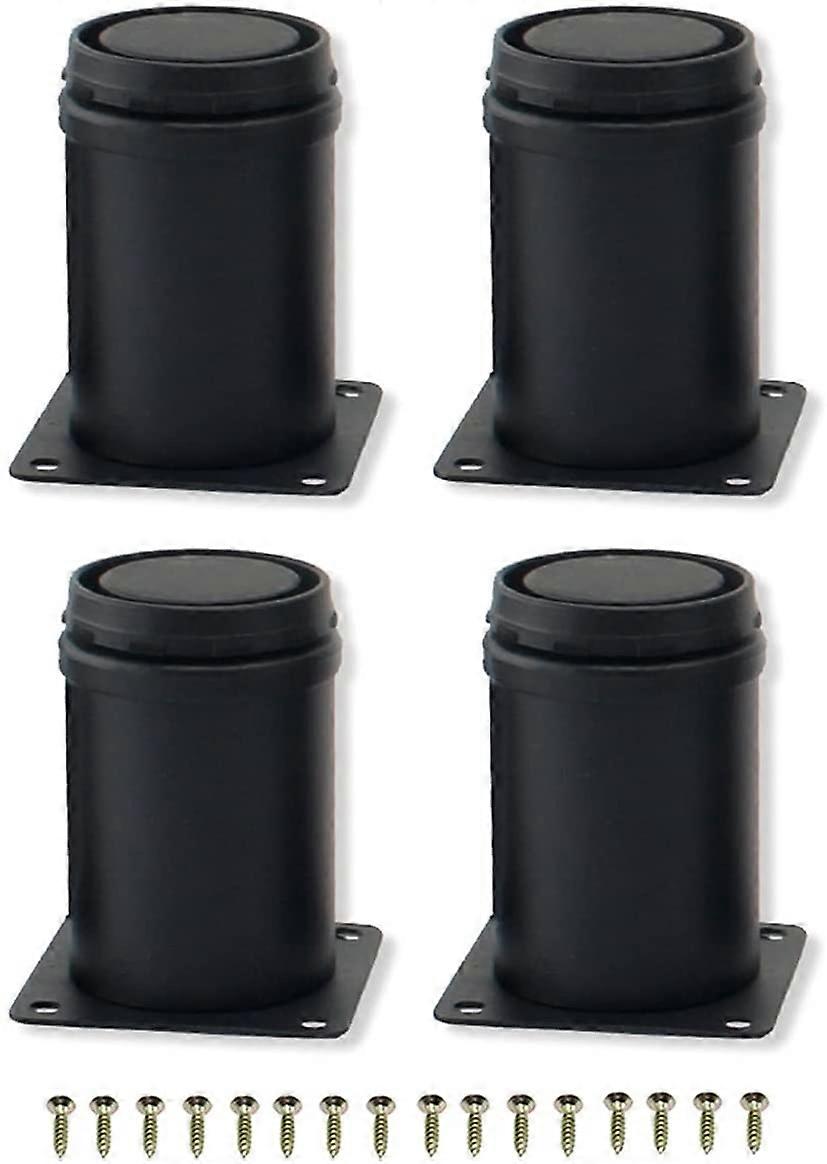 4stk 8cm sort rustfrit stål justerbart metal møbelben