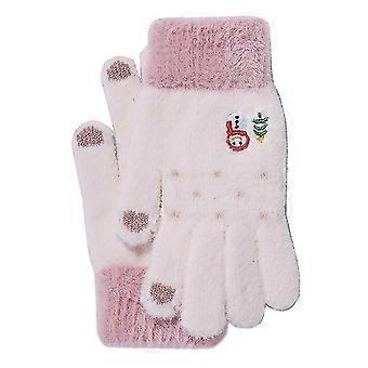 Kvinner Termisk Hansker - Ladies Hansker Vinter, Strikkede varme hansker Stretch Fluffy Kvinner Hansker Vinter med fleece foret for sykling Kjører Utendørs Spor