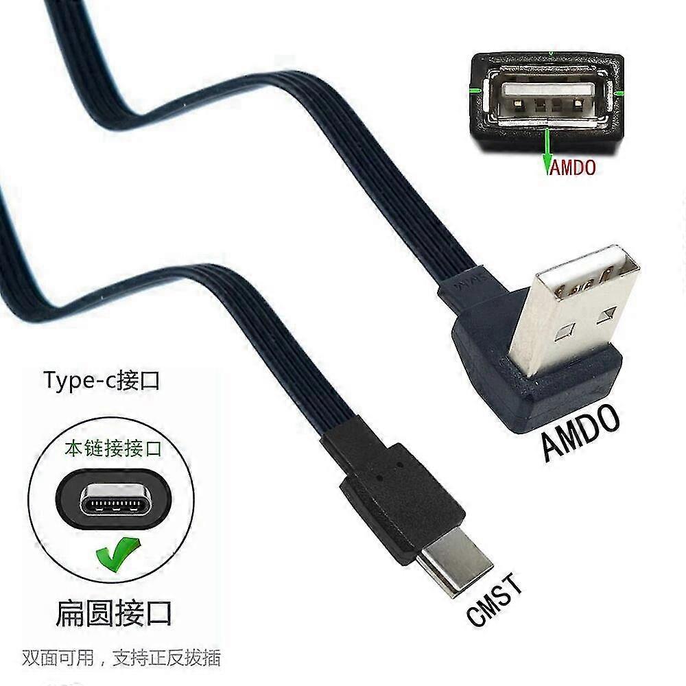 Usb-c Type C Male Left Right Up Down Angled 90 To Usb 2.0 Male Data Cable Usb Type-c Flat Cable 0.1 M0.2 M0.5 M