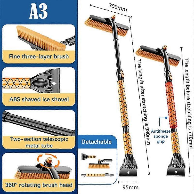 Multifunksjon Vinterbil Isskraper Frontrute Snøbørste med ergonomisk skumhåndtak Avtakbar bilrengjøring Auto snøskuffe