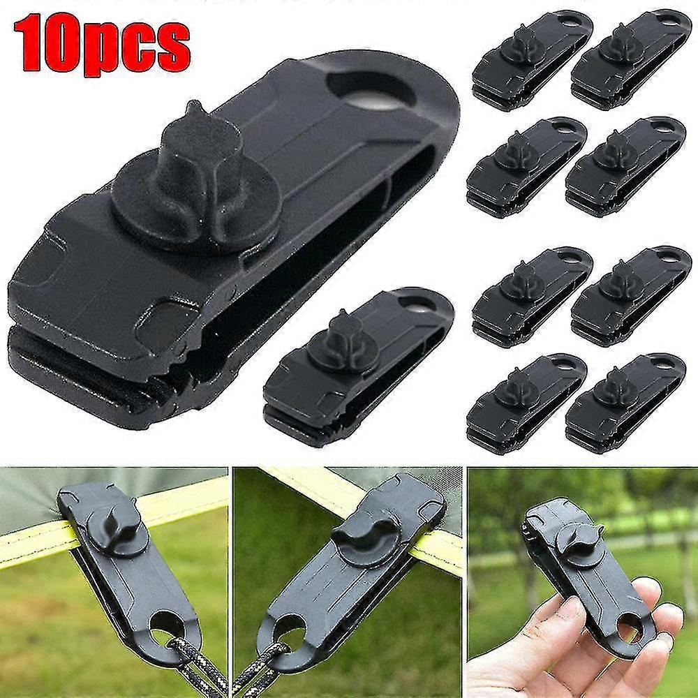 Reusable Tent Tarp Tarpaulin Clips Clamp Buckle Camping Tool(10pcs,black) yu