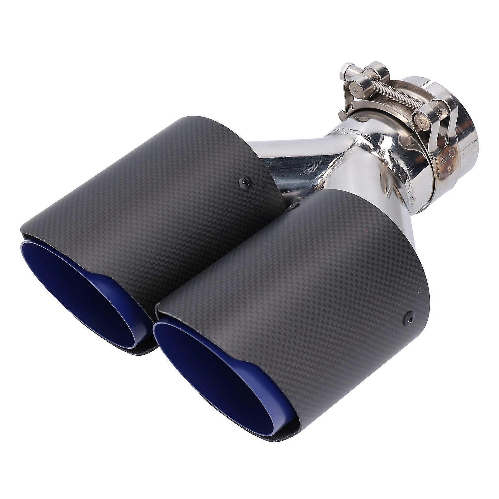 Embout d'échappement double universel en forme de Y, en fibre de carbone mate, acier inoxydable