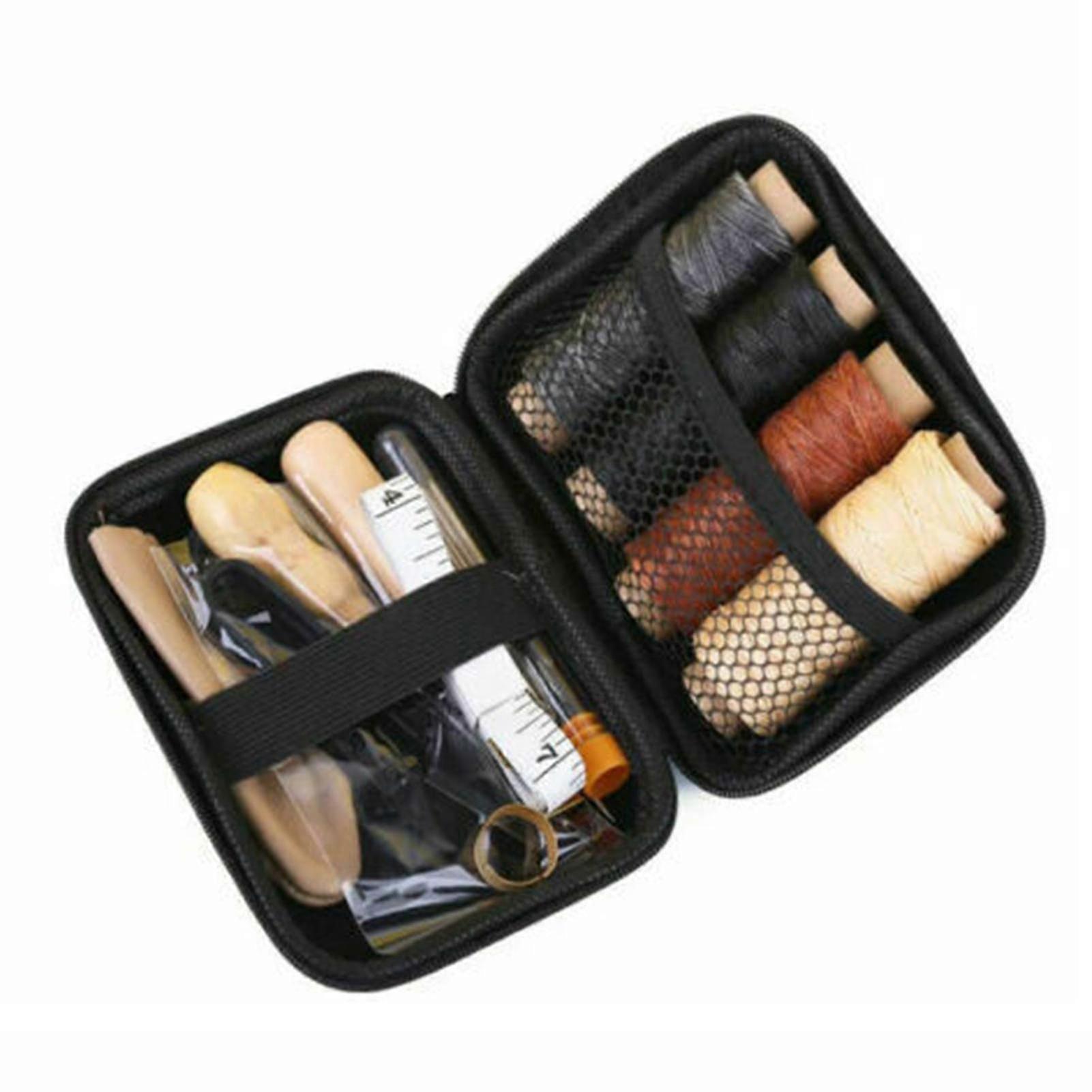 28pcs 28pcsレザーソーイングツールキット千枚通し指コットワックススレッドステッチニードルベストギフト