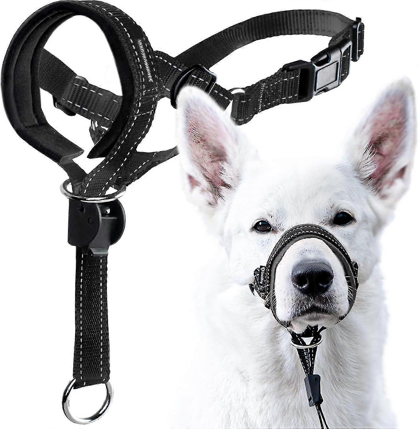 Dog Head Halter With Safety Strap, Dog Head Collar With Reflective Strap, Stop Heavy Pulling On The Leash Padded Headcollar For Small Medium Large Dog