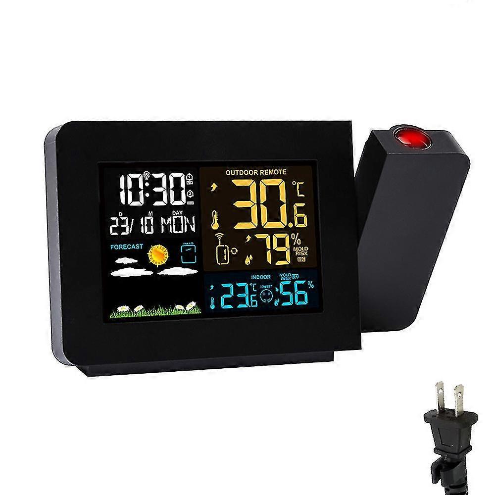 Multi-function Projection Alarm Clock With Weather Clock - Indoor And Outdoor Temperature And Humidity Meter