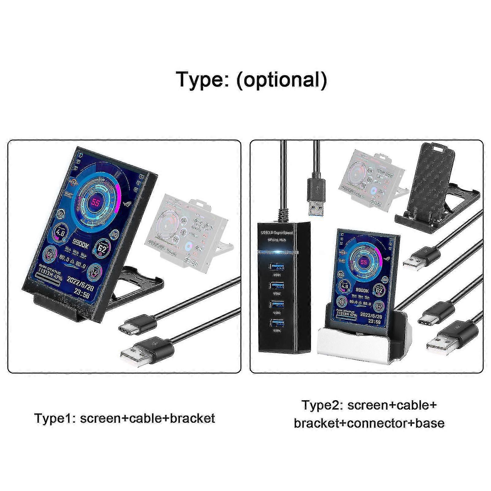 3.5 Inch Ips Display Screen Usb Secondary Screen Computers Cpu Gpu Ram Hdd Monitor Time Date Display Horizontal Vertical Screen Switch
