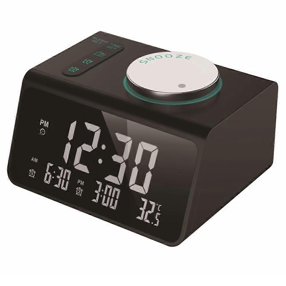 Radio Digital Clock Temperature Electronic Clock Mute Night Light Large Screen Bedside Clock Dual Alarm Clock White
