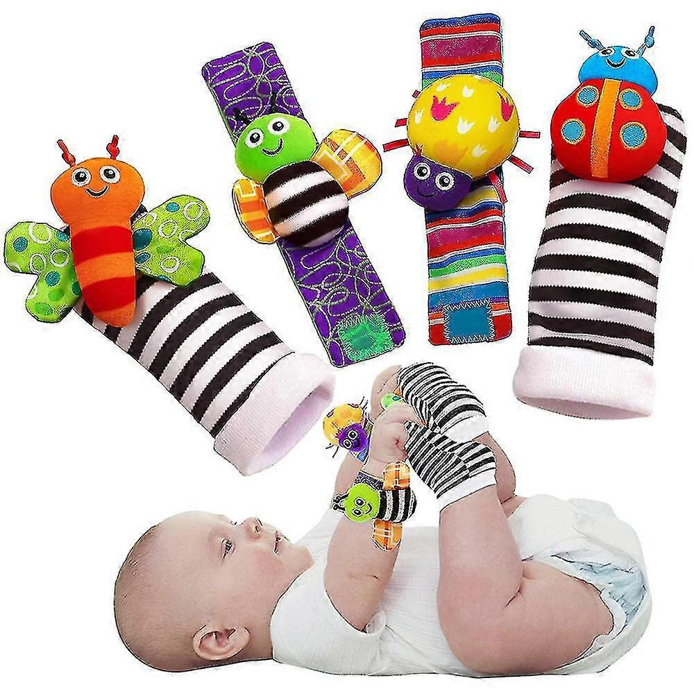 4pcs Baby Infant Rattle Calzini Giocattoli Che afferrano l'attività Newborn Wrist Strap Regalo di sviluppo