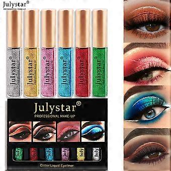 6 stuks Set Shimmer Eyeliner Rokerige Lange Langdurige Paillette Eyeliner vloeibare glitter Waterdichte Vloeibare Eye liner