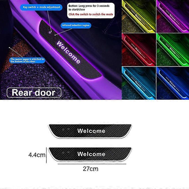 New4/2 stuks Aangepaste Auto Deur Dorpel Lichte RGB Kleur Auto Scuff Plate Pedaal Deur Opening Sensing LED Welkom Pedaal Projector Lamp