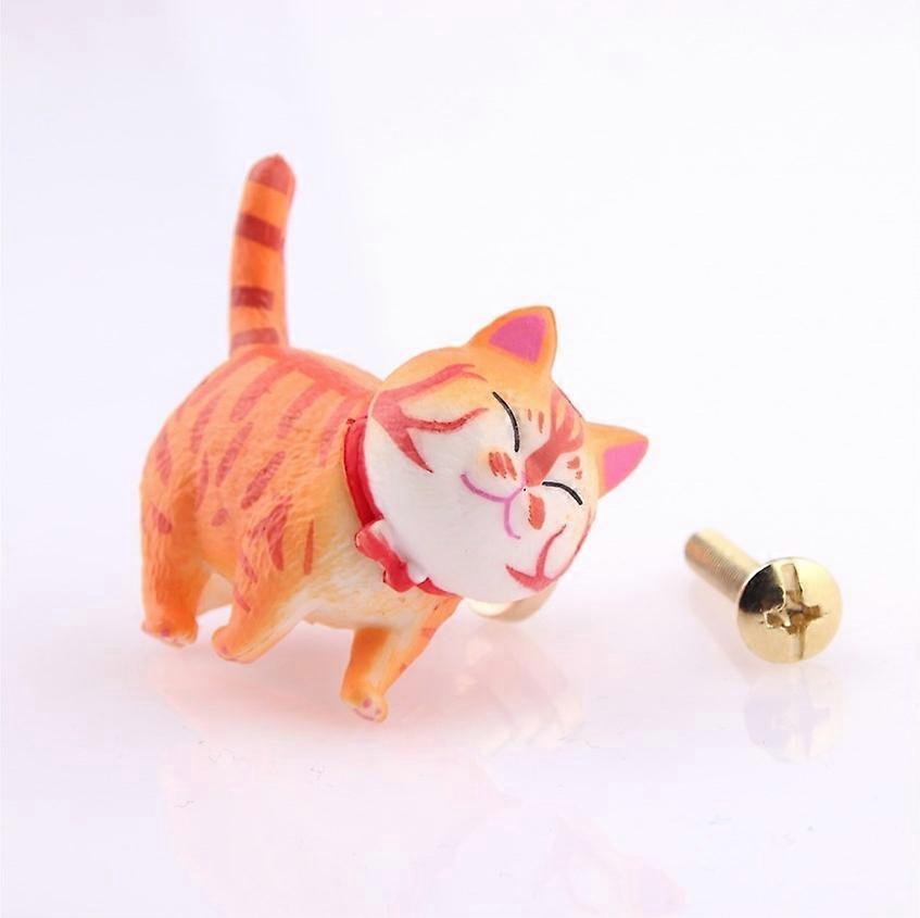 4x5cm,Brass rotatable cat head cat handle cartoon wardrobe door handle cute drawer single hole small handle drawer handle