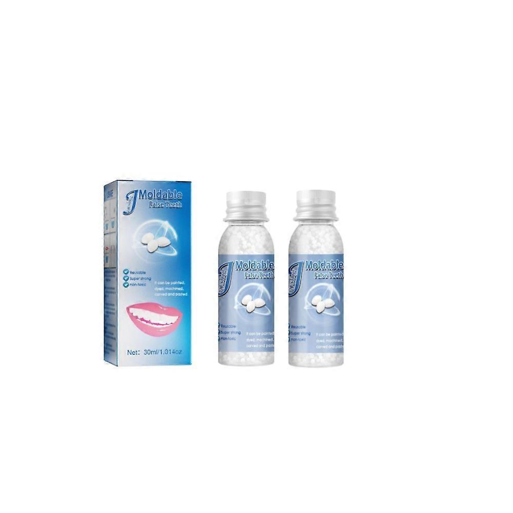 ערכות תיקון שיניים זמניות של 2 יחידות, חרוזי תיקון שיניים תותבות לתיקון זמני סתימה שיניים שבורות חסרות שיניים מזויפות ניתנות לעיצוב