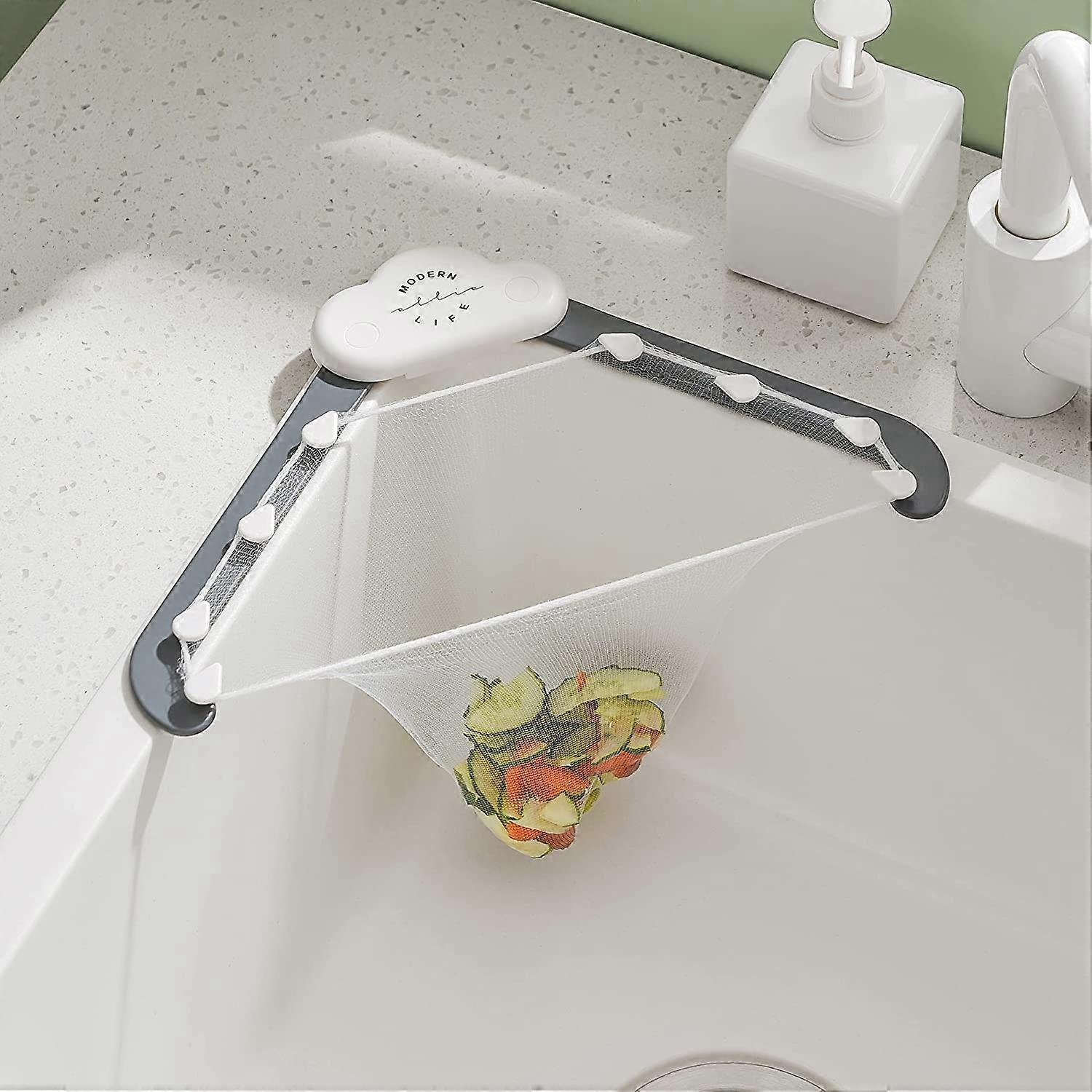 Kitchen Triangle Sink Strainer,Foldable Bracket Sink Strainer,Kitchen Leftovers Filter