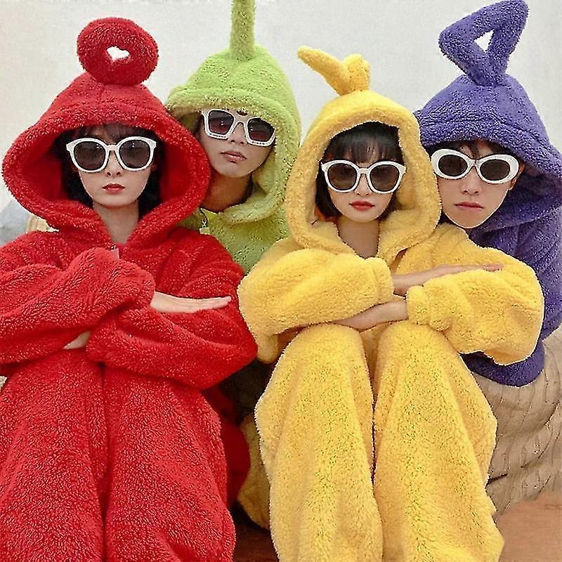 Teletubbies Pyjamas i ett stycke Hemkläder för kvinnor Förtjockad korall för män och kvinnor