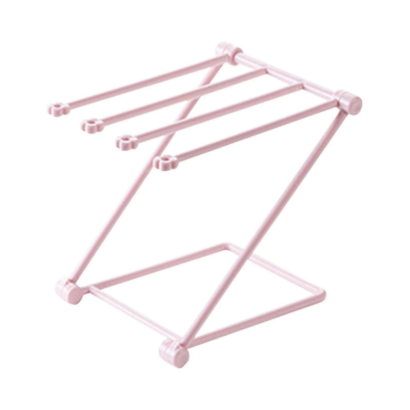 4-Arm Folding Countertop Dishcloth Drying Rack - Light Pink