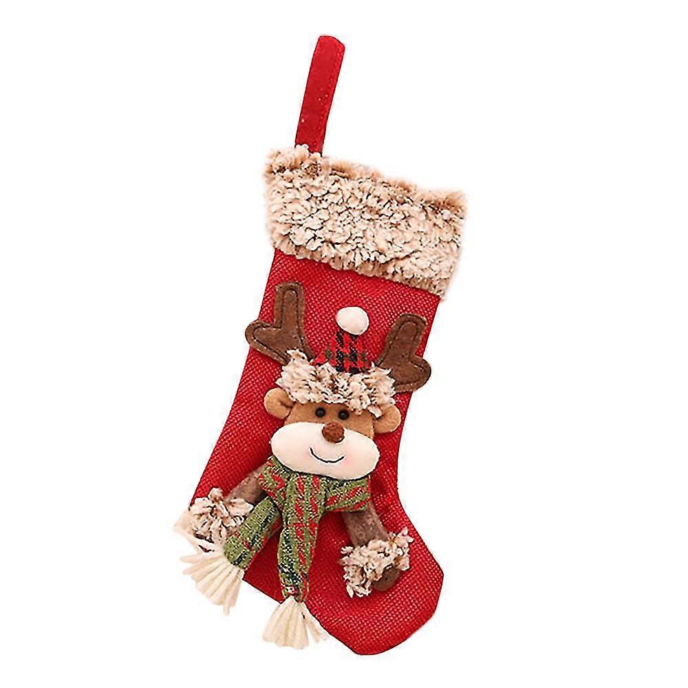 Christmas Stocking Santa Claus Candy Sock Gift Bag Xmas Tree Hanging Decor Bag, C