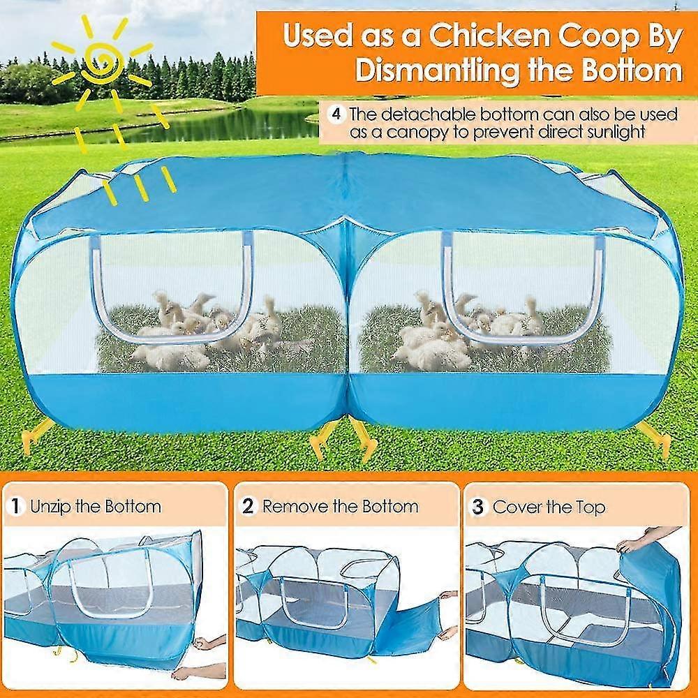 Small Animal Fence, Large Portable Chicken Runner Cage, With Removable Bottom, Breathable Transparent Mesh Wall, Foldable Pet Fence, Suitable For Indo