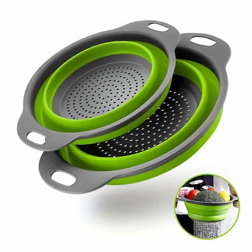 2pcs Collapsible Colanders Folding Strainers Colander Foldable Silicone Kitchen Drop Funnel