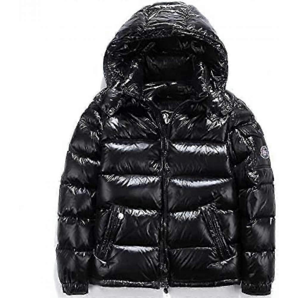 Shiny down jacket men's winter jacket stand-up tie hood down jacket