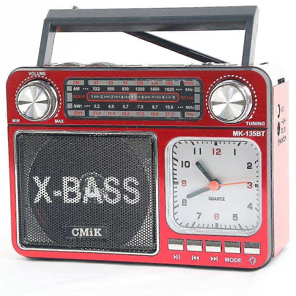 Portable / Backlit / With Clock / Usb Interface / Bluetooth Radio / Red