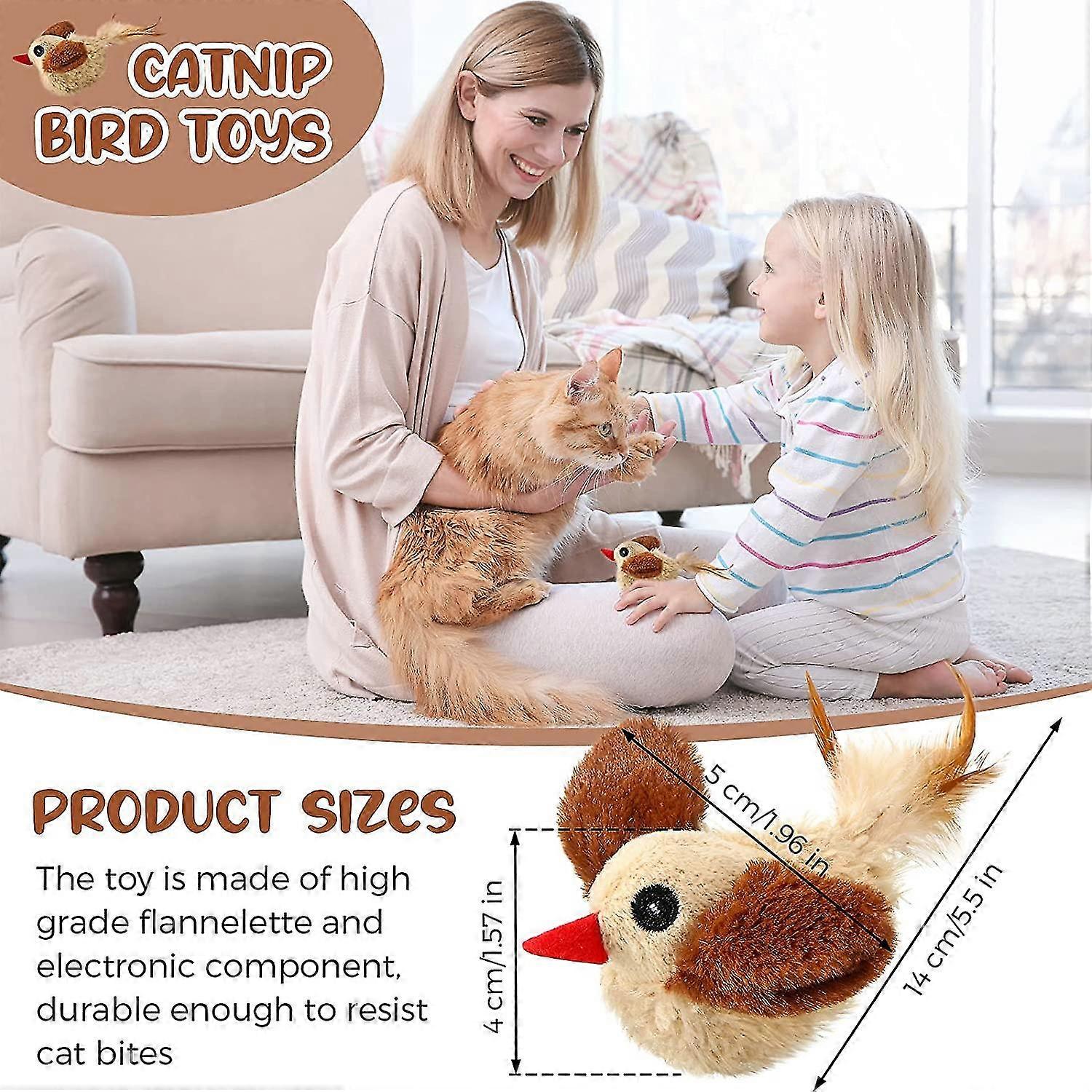 Catnip Bird Toys, Stimulated Vocal Bird Toys For Indoor Cats, Squeaky Bird Toy
