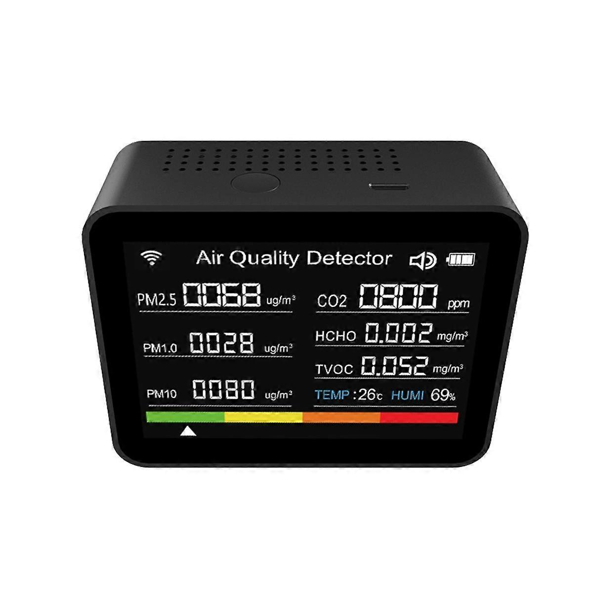 13-In-1 Tuya WIFI Air Quality Tester CO2/TVOC/HCHO/PM2.5/PM1.0/PM10/Temperature/Humidity/Date/Alarm/Stopwatch CO2 Meter