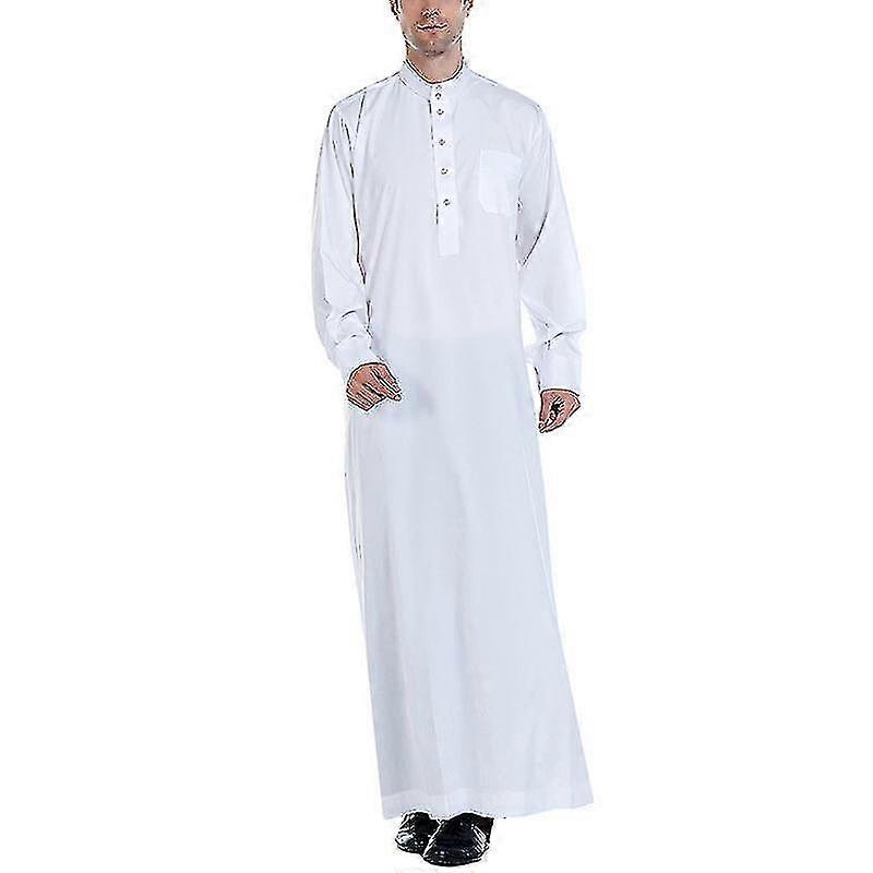 Men Islamic Muslim Praying Dressing Robe Plain Kaftan Evening Gown Obe
