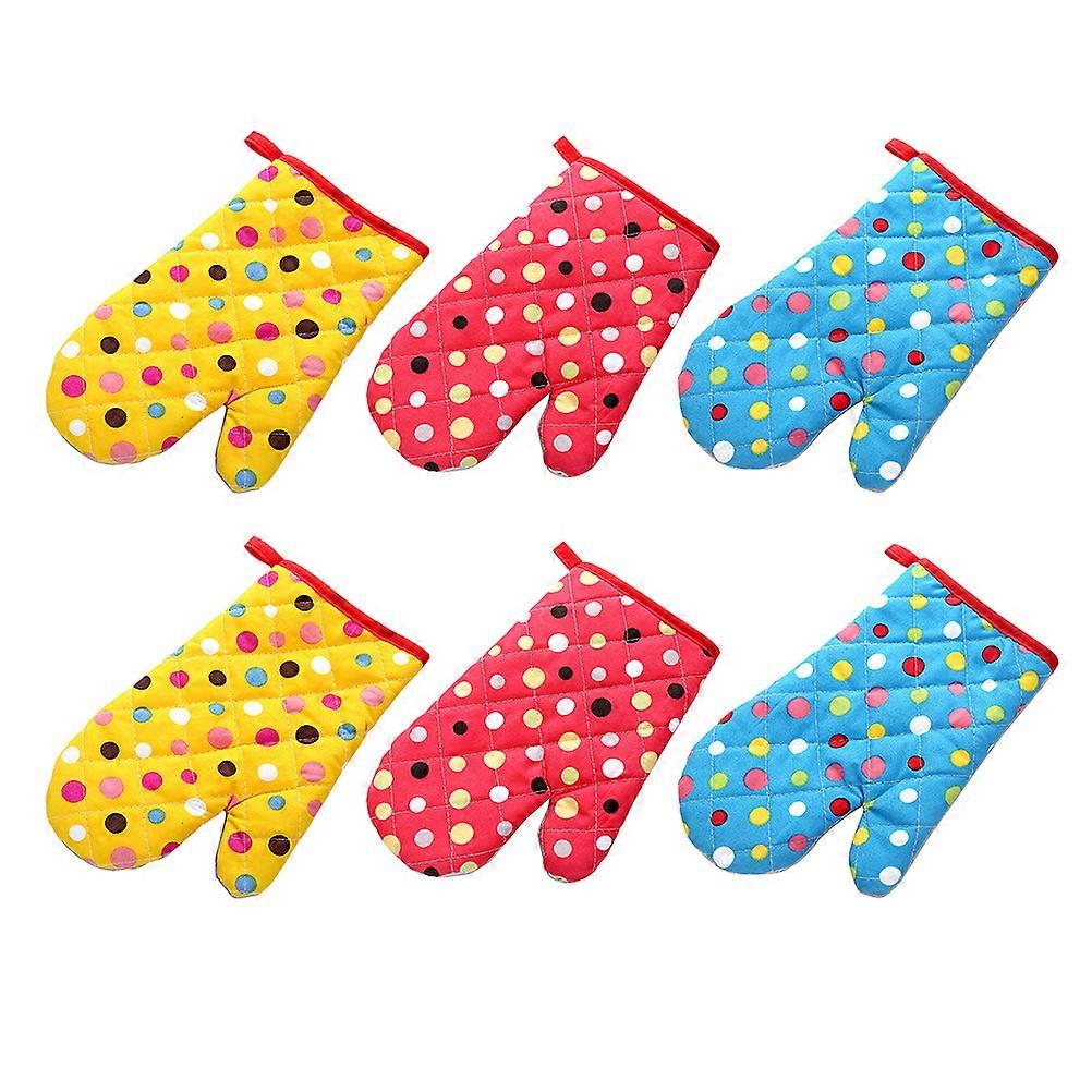 3 Pairs Protective Oven Mitts Useful Heat Resistant Cook Mittens for Baking Use