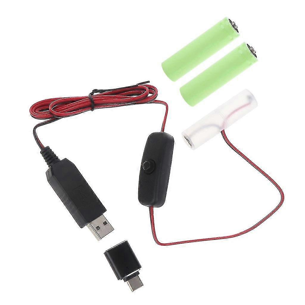 Universal Type C Usb To 4.5v Am3/lr6/aa Dummy Battery Power Cable With Switch