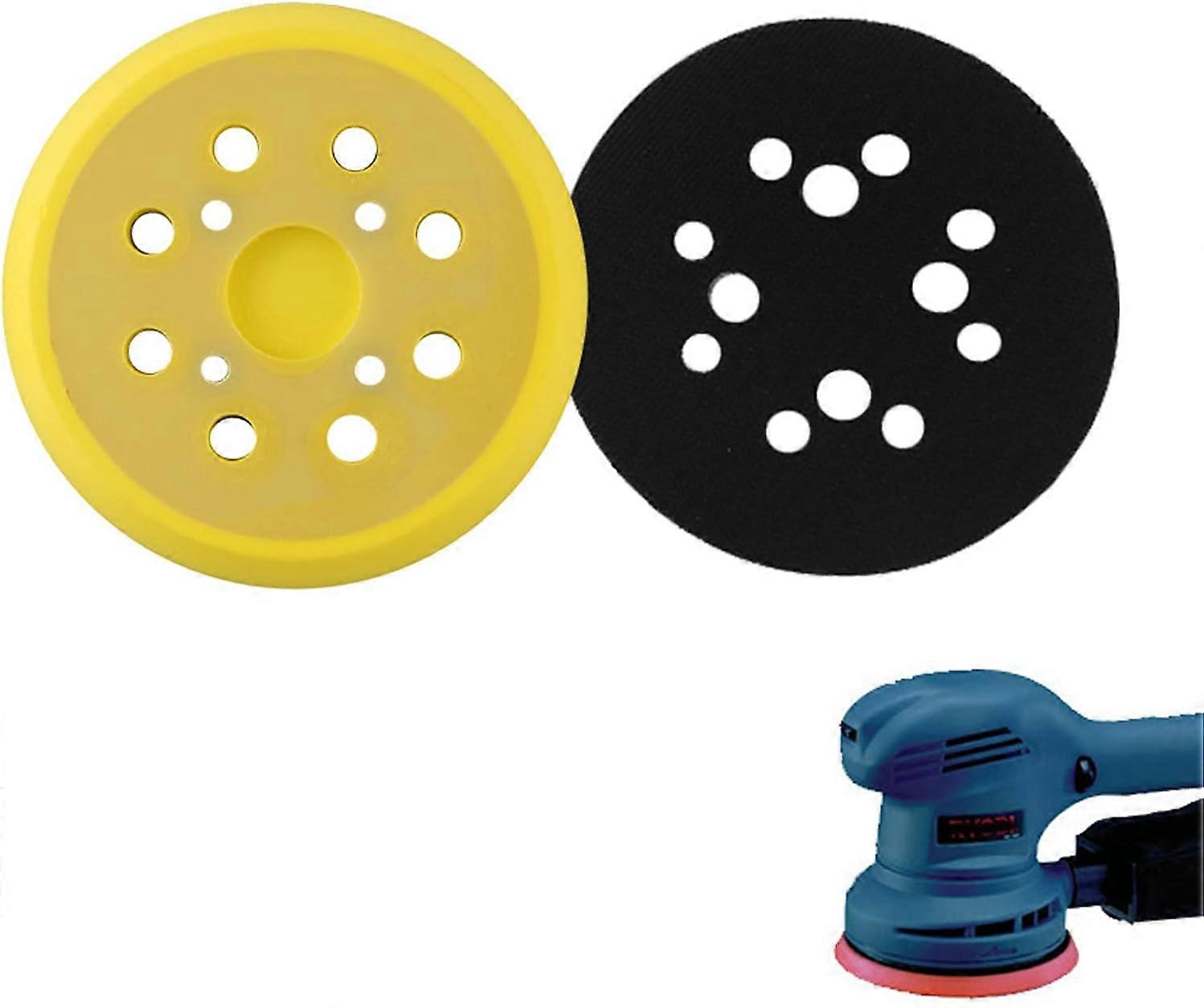 1pcs 125mm Sanding Pad, Round 8 Hole Sanding Discs PU Pad, for Sander Soft Sanding Pad Replace (Yellow)