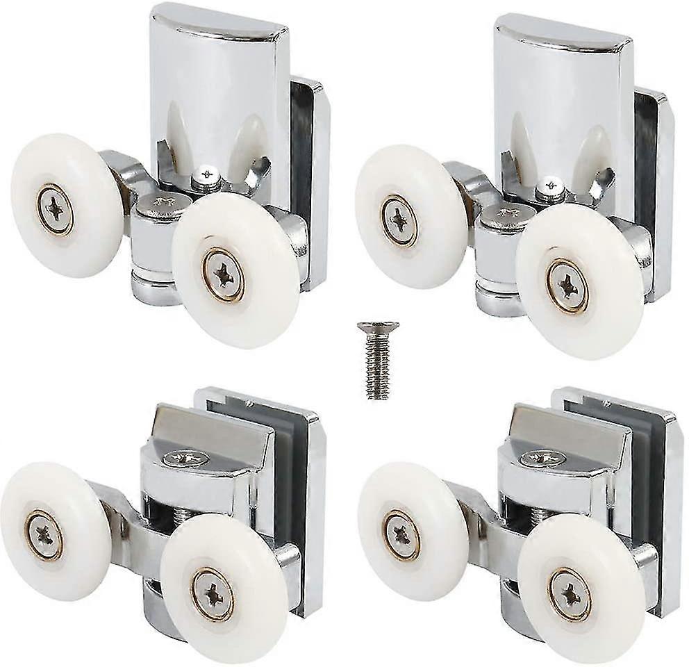 Set von 4 Duschtür Rollen Läufer 23mm Durchmesser Badezimmer Twin Räder Riemenscheiben Oben Unten Ersatzteile