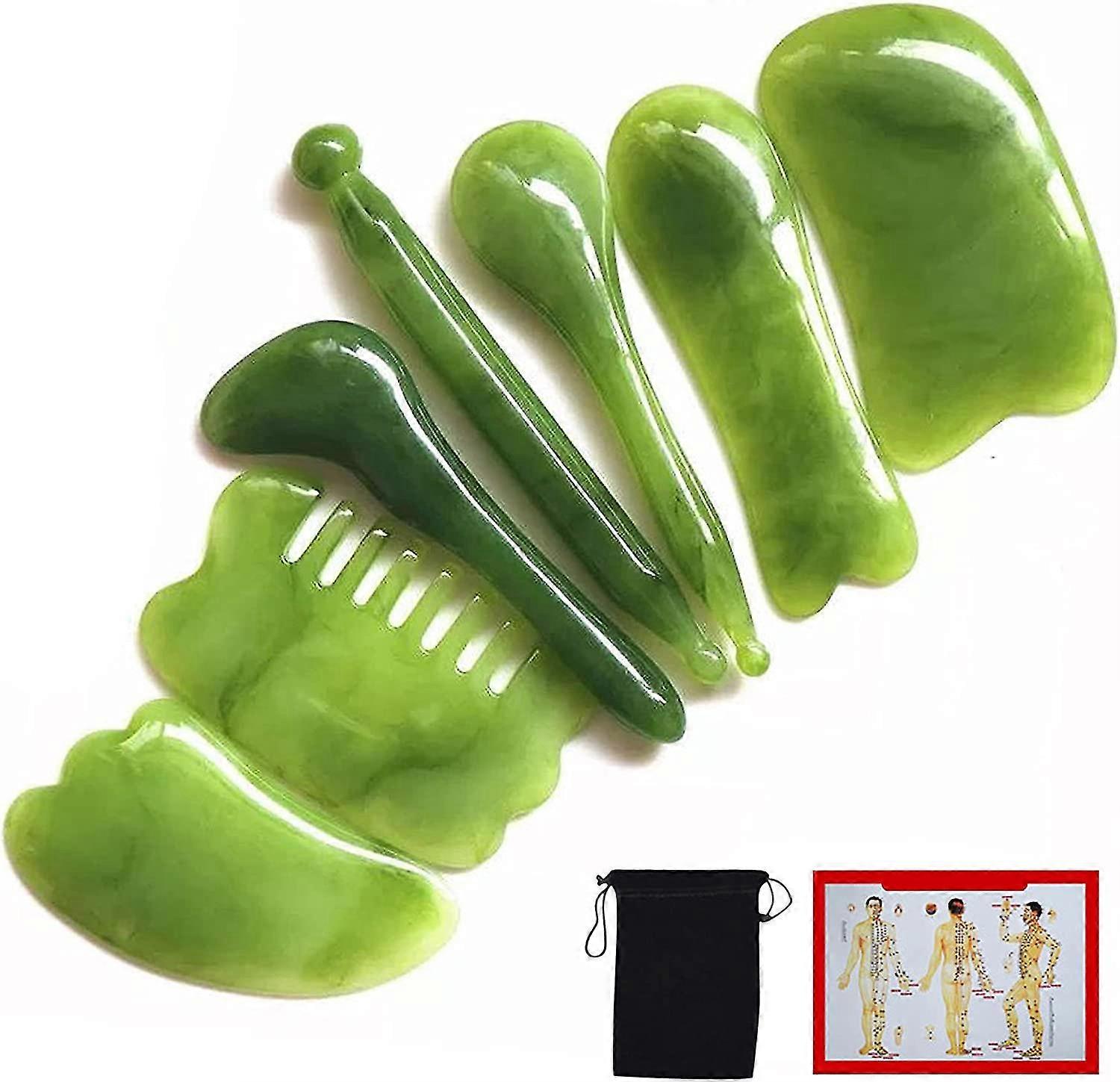 7 Pieces Of Gua Sha Facial Tool Kit, Natural Resin Gua Sha Scraping Board, Gua Sha Massage Tool