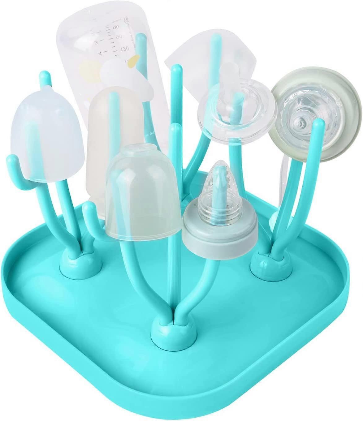 Baby Bottle Drying Rack,with Detachable Drip TrayBlue)