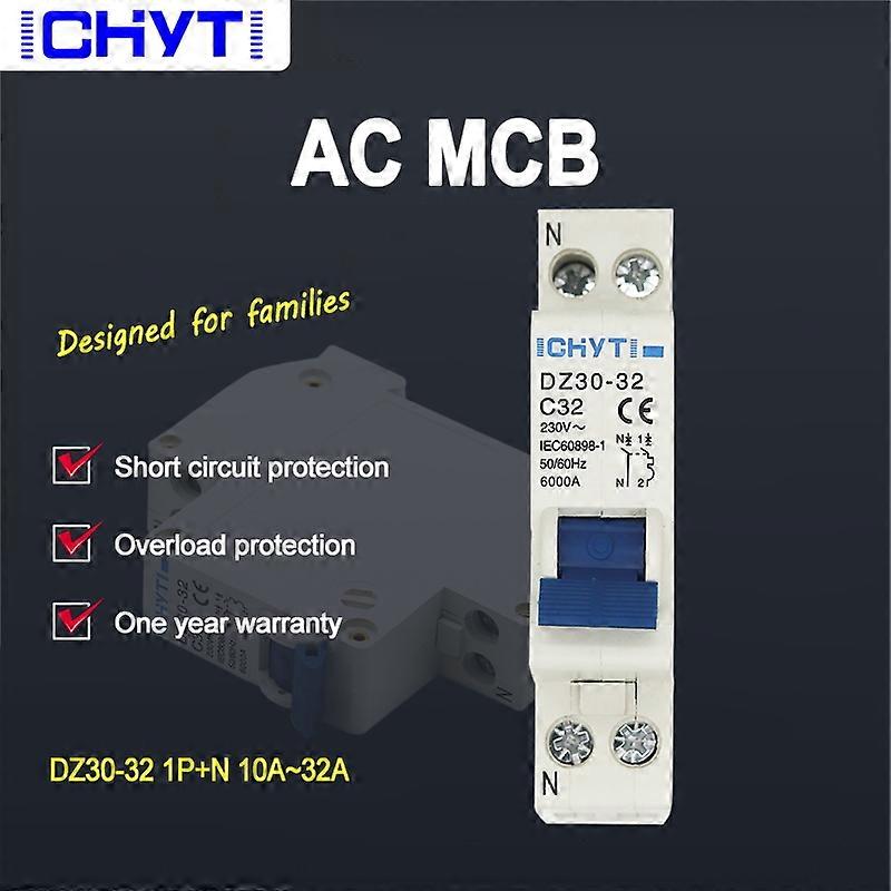 ICHYTI TPN DZ30-32 1P+N Mini Circuit breaker MCB 10A,16A,20A,25A,32A