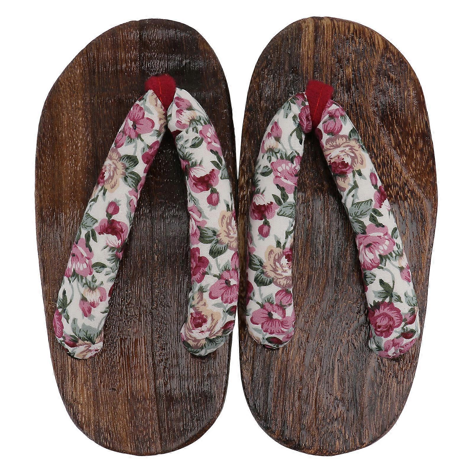 1 par sko i japansk stil Creative Clog Sandal Stilfuld Træ Clog Hjemmesko