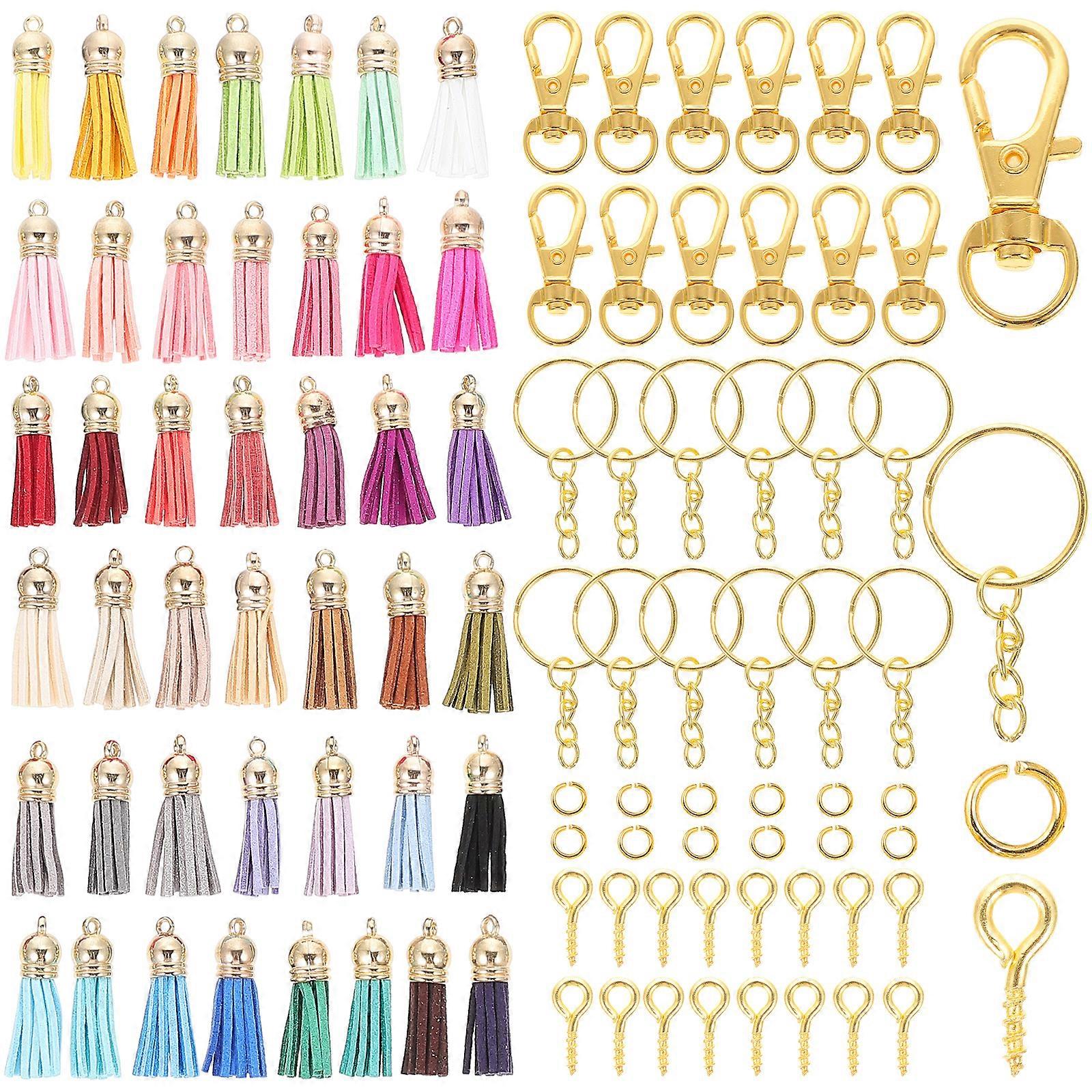 Car Keychain Leather Fringe Keychain Hanging Bag Tassel Diy Key Ring Metal Swivel Clasps