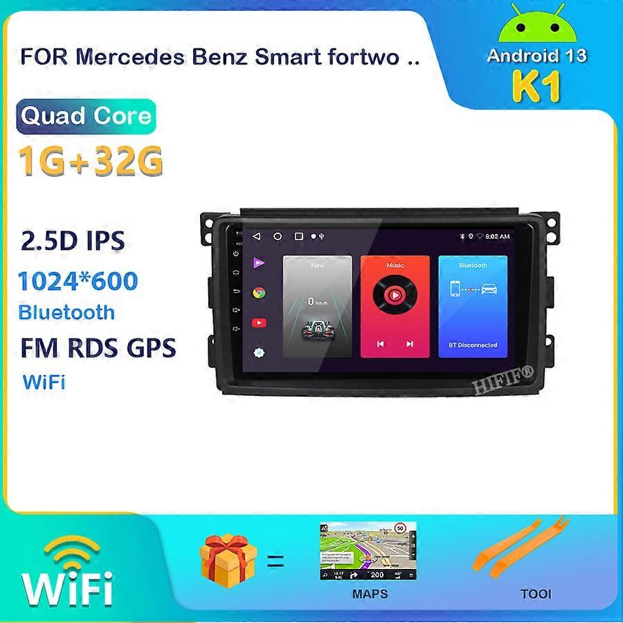 Android 13 για Mercedes Benz Smart fortwo 2006-2015 αυτοκίνητο ραδιόφωνο πολυμέσων βίντεο Player πλοήγησης GPS 2 din 2G + 32G ΟΧΙ dvd 2DIN