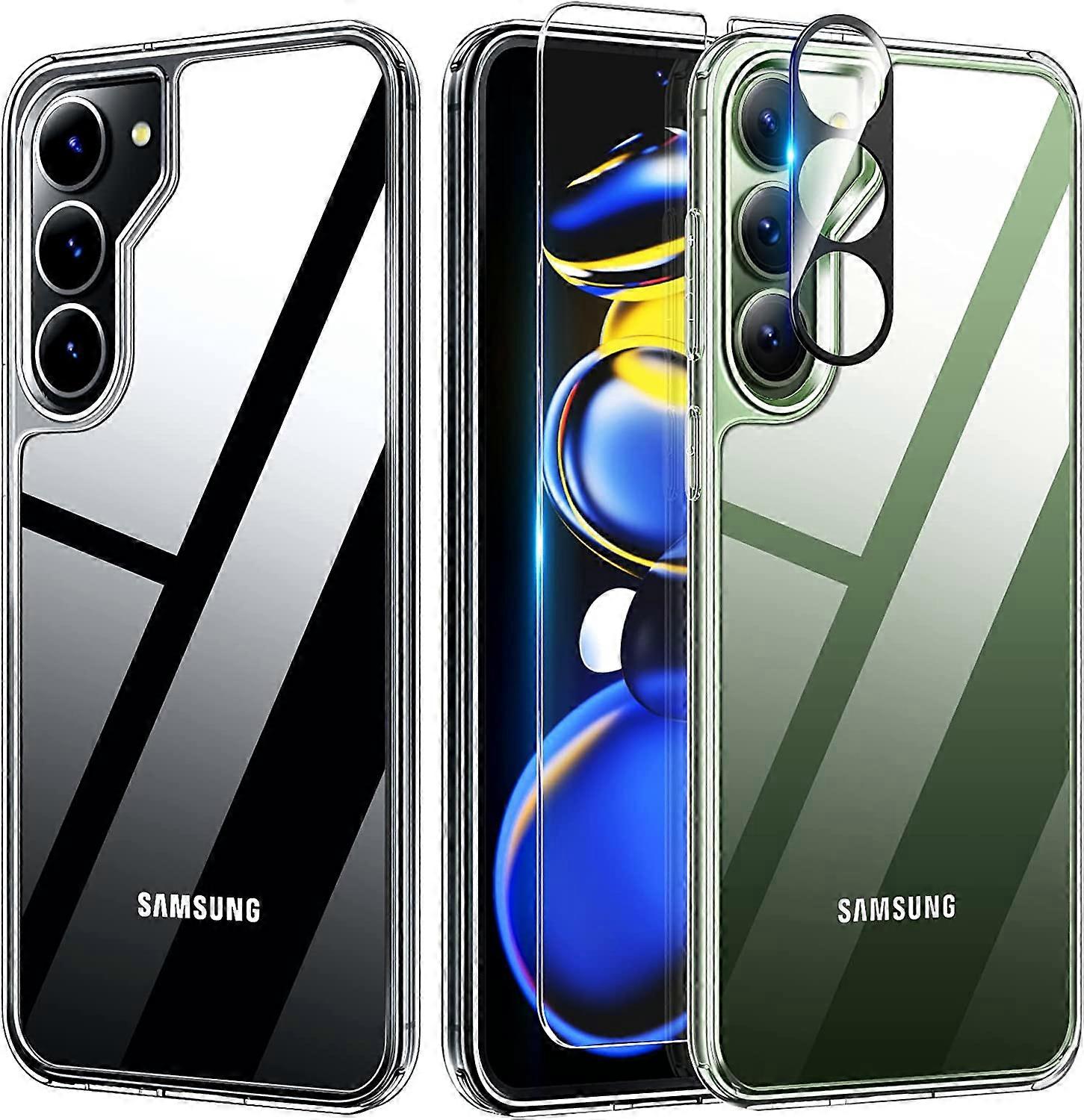 5-in-1 for Samsung Galaxy S23 Ultra Case Clear, [Not Yellowing] with 2 TPU Film Screen Protector + 2 Camera Lens Protector, [Military Grade Drop Prote