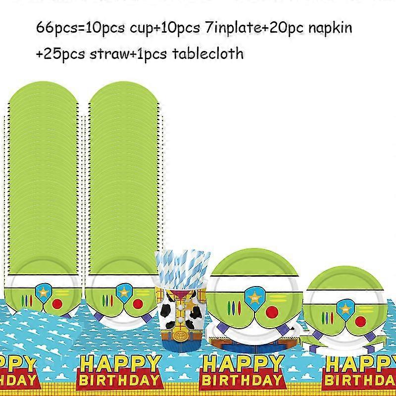 Blue Sky White Clouds Theme Party Supplies  Cartoon Toy Story Disposable Tableware Cup For Kids Boys Birthday Party Decorations