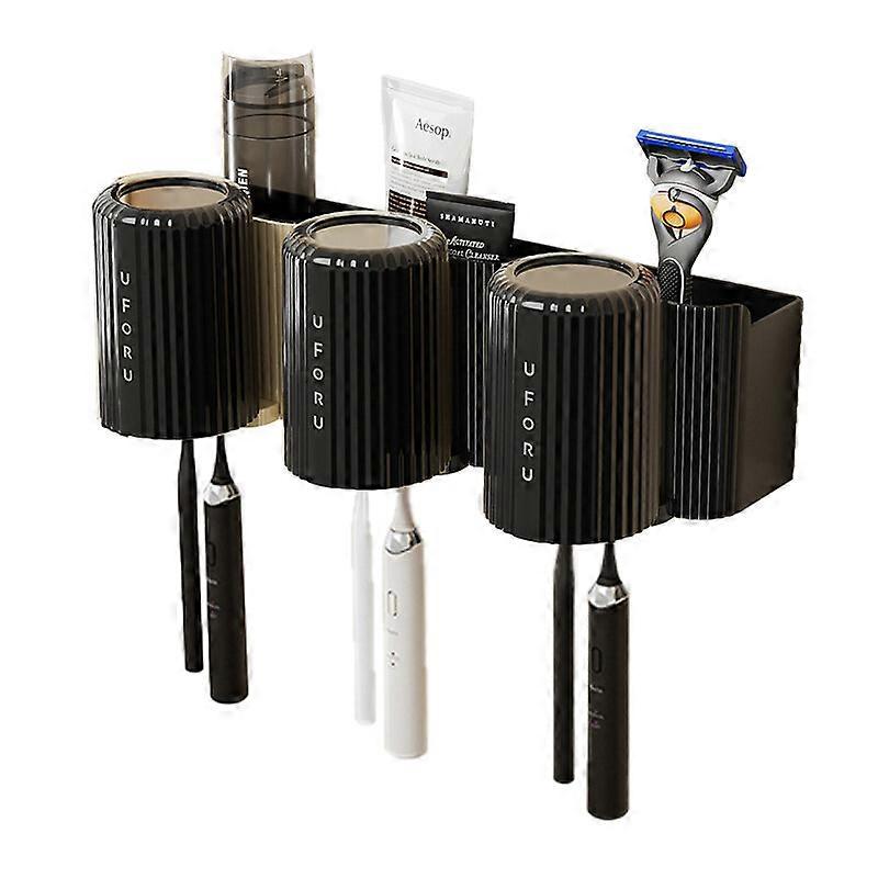 Wall Mount Automatic Toothpaste Dispenser Toothbrush Holder Shower Bathroom