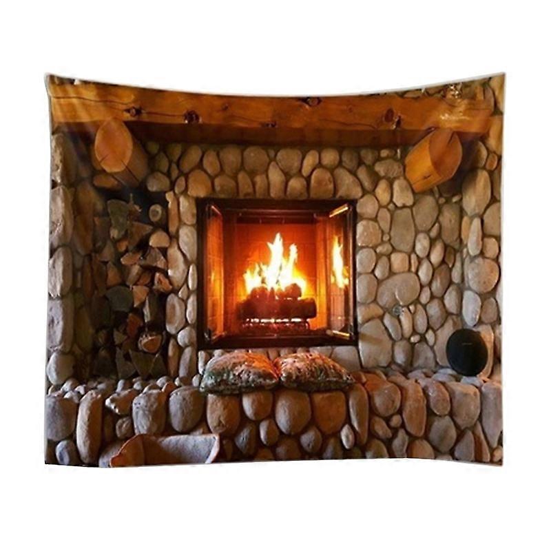 Stone Fireplace Pattern Wall Art Hanging Tapestry Room Bedspread Blanket Decor