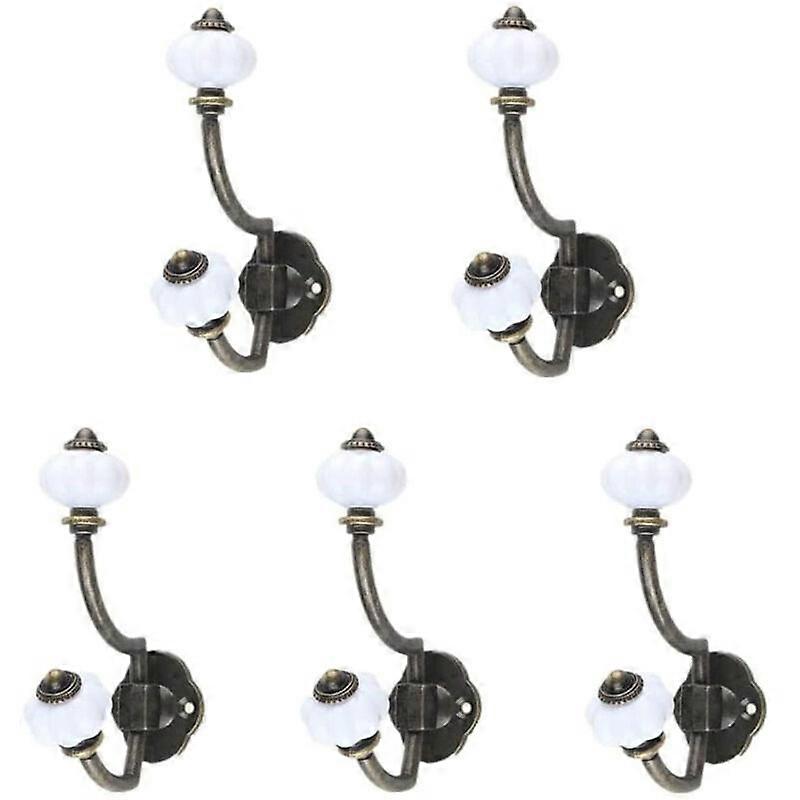 Zimní akce, 5 kusů Retro bronzové keramické háčky na kabát Nástěnné háčky v pastorálním stylu Háčky na klobouky Dveřní háčky