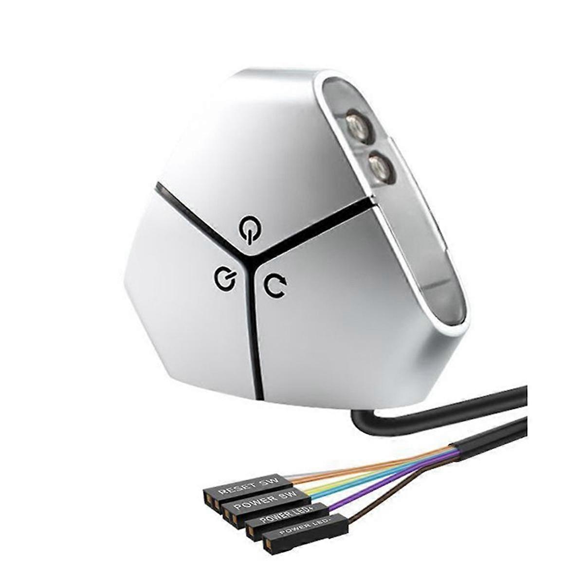 Computer Desktop Switch PC Power on/Restart Button Dual USB External Extension Power Cable on/Off Button for Office B