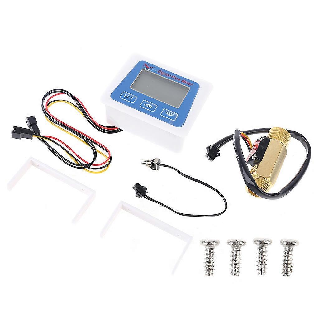 G1/2" Durchflusswassersensor Messgerät + Digitales LCD-Display Quantitative Kontrolle 1-30L/min