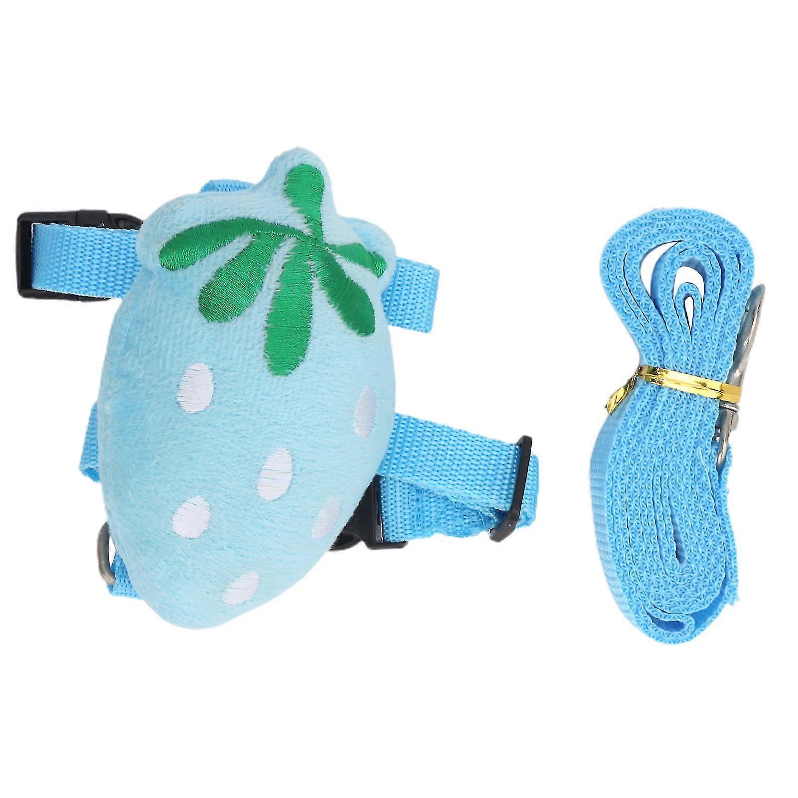 Blue Strawberry Rabbit Small Pet Leash Harness Set for Walking and Pulling