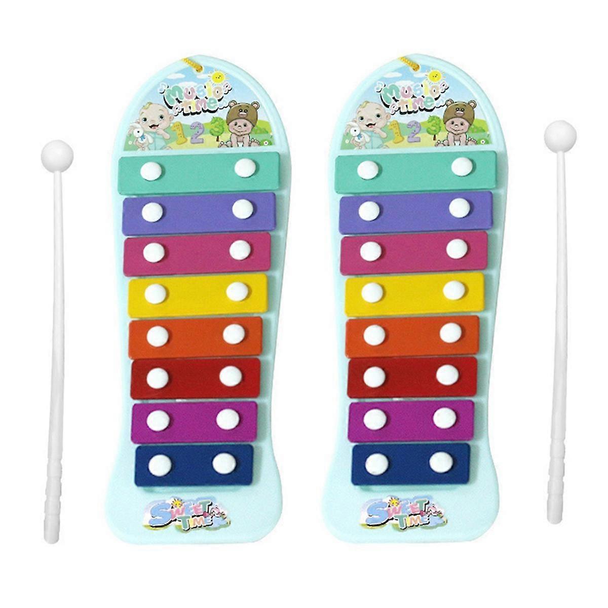Instrument de percussion à main octuor pour enfants avec roues et piano à musique remorquable