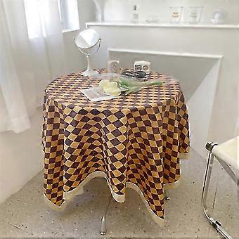 Vintage Yellow Grid Checkerboard Tablecloth for Rectangular...
