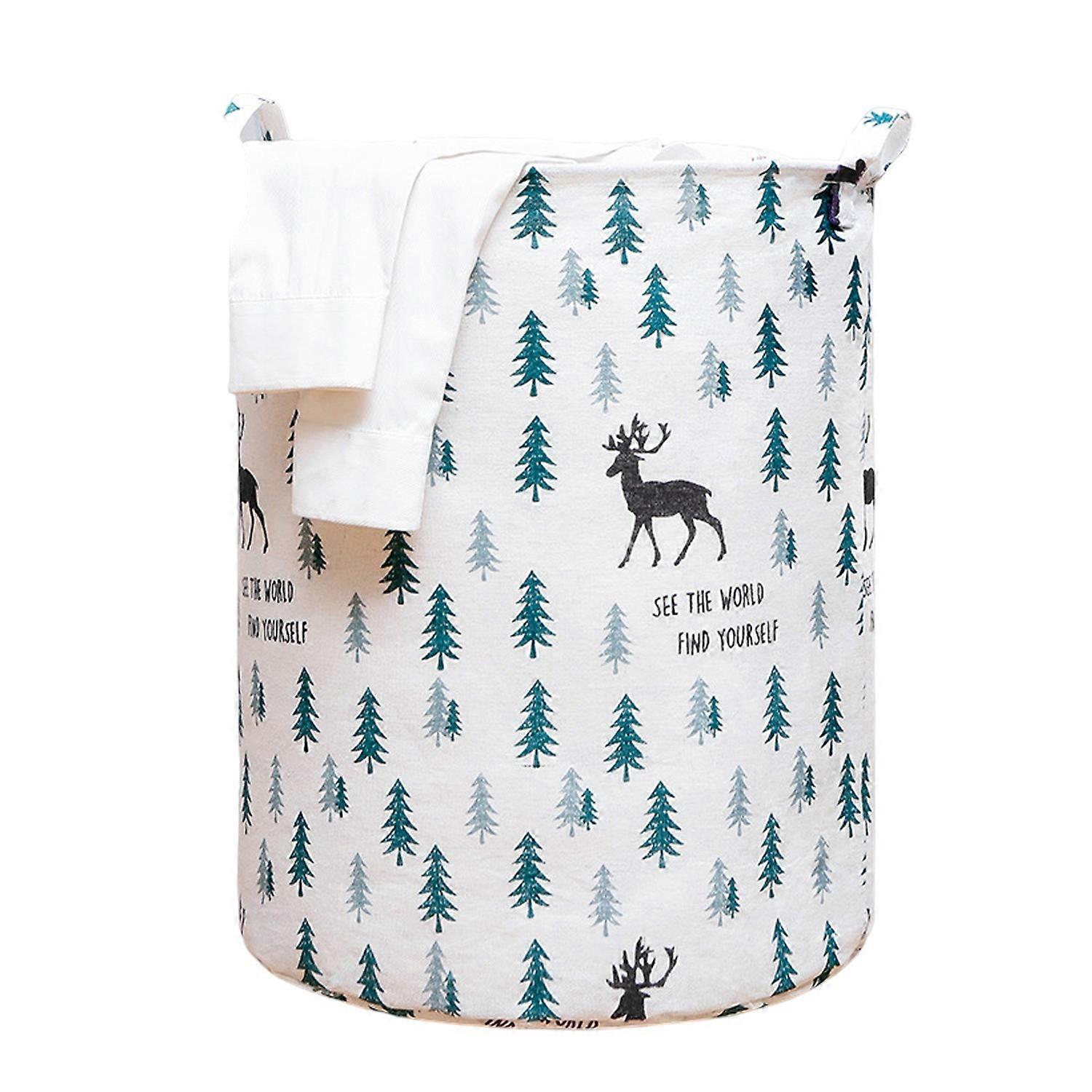 Folding Laundry Basket Large Capacity Cartoon Pattern Sturdy Handle Comfortable Grip Cotton Cute