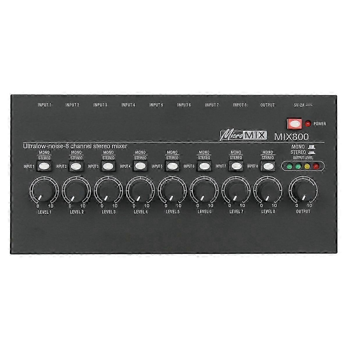 HA800 Ultrakompakter Audioverstärker 8 Kanäle Mini-Stereo-Kopfhörerverstärker EU-Stecker